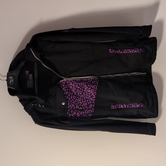 Ride Snowboards purple leopard print fleece lined hooded jacket medium - Picture 1 of 6
